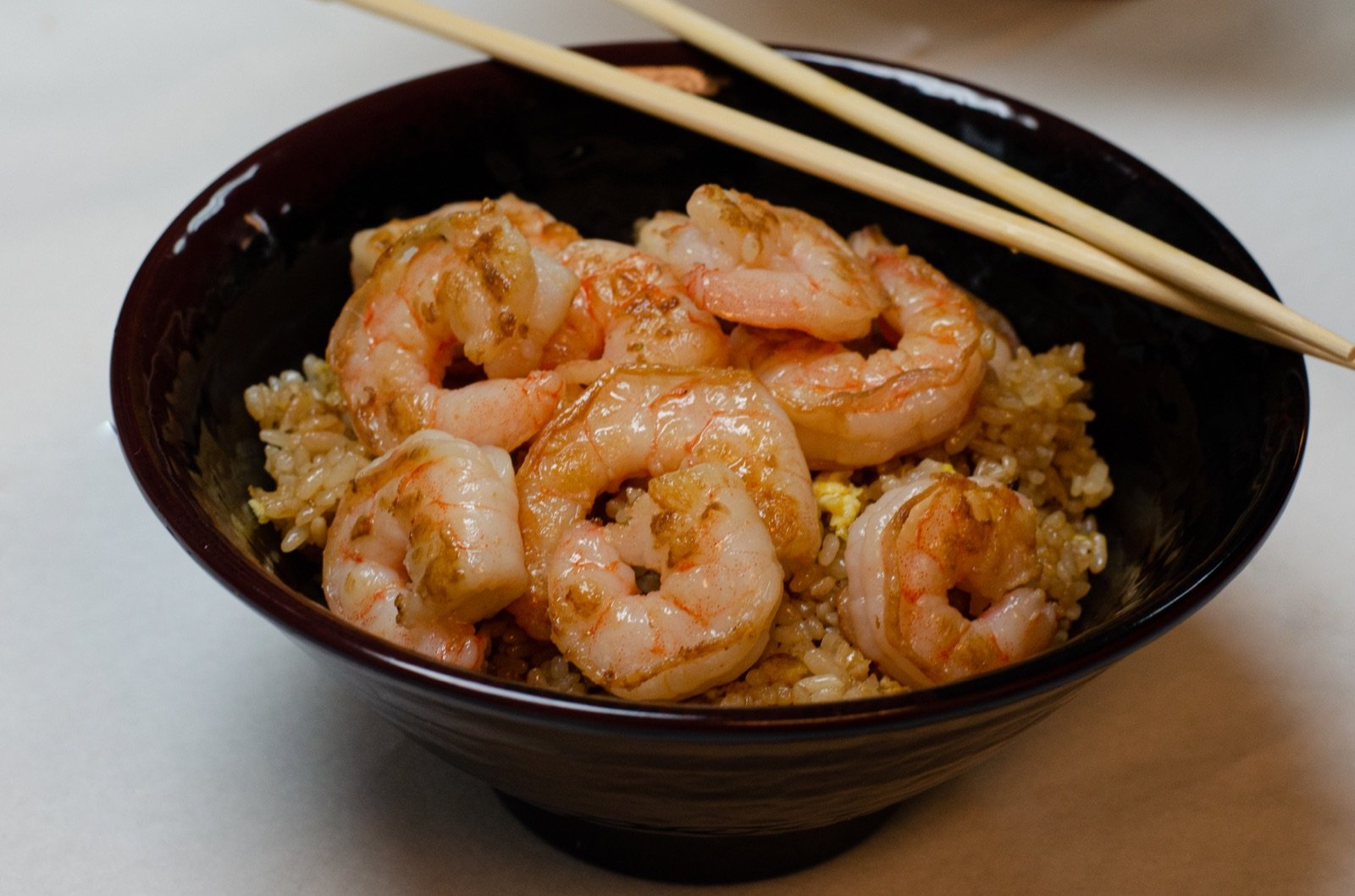 Shrimp with chopsticks